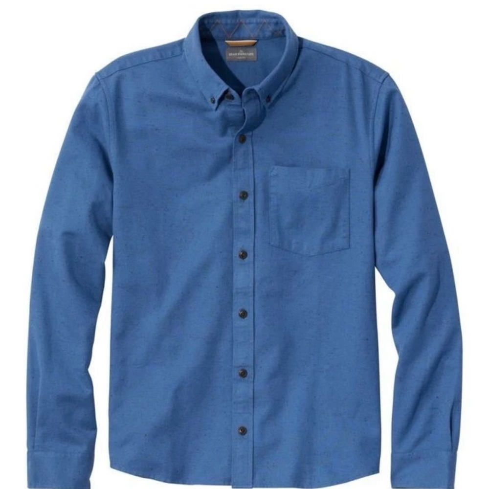 LL Bean Mens M Signature Donegal Woven Regular Fit L/S Shirt Deep Blue NWT